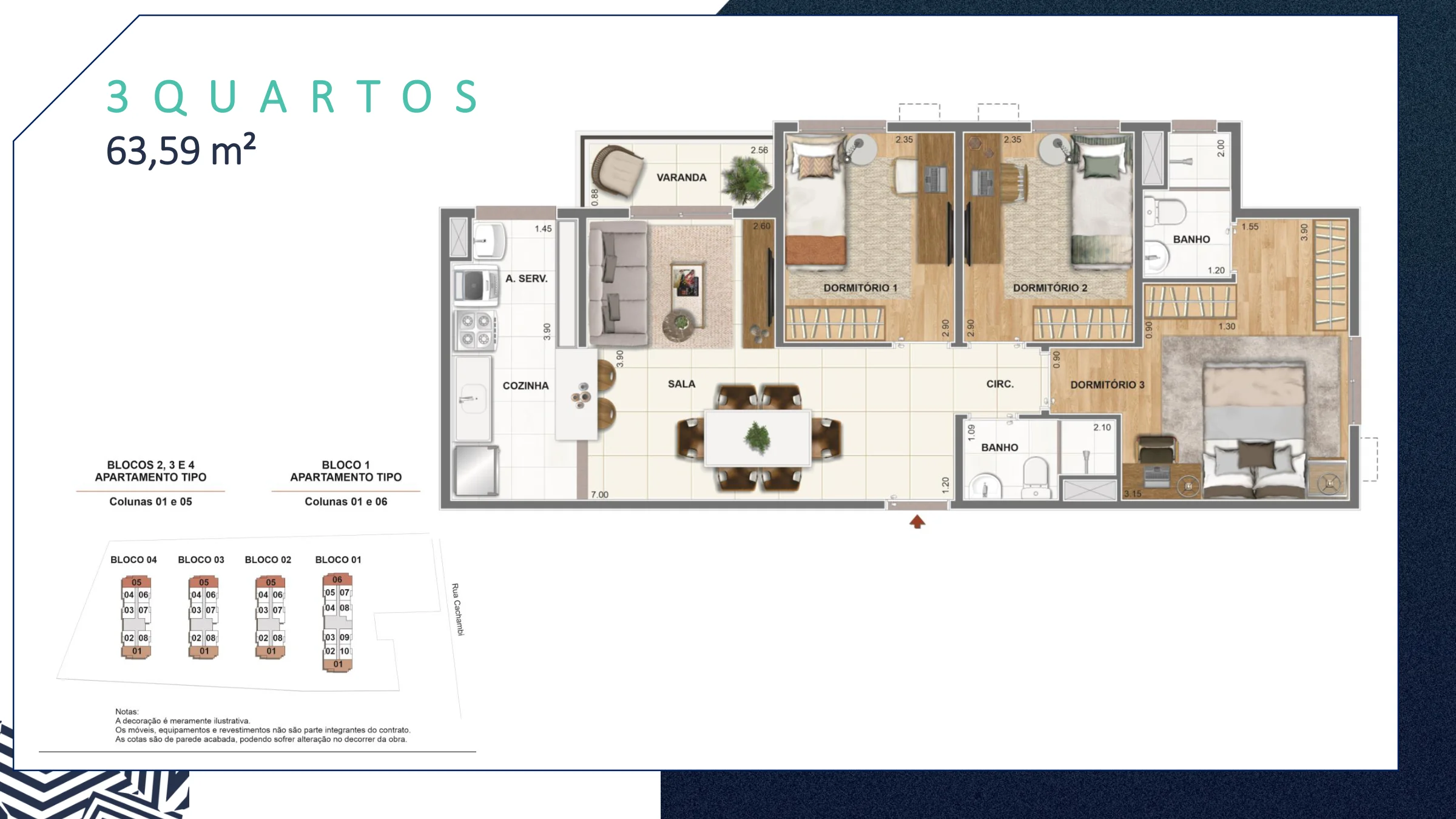 3 quartos · 63,59 m² · Trendy Cachambi