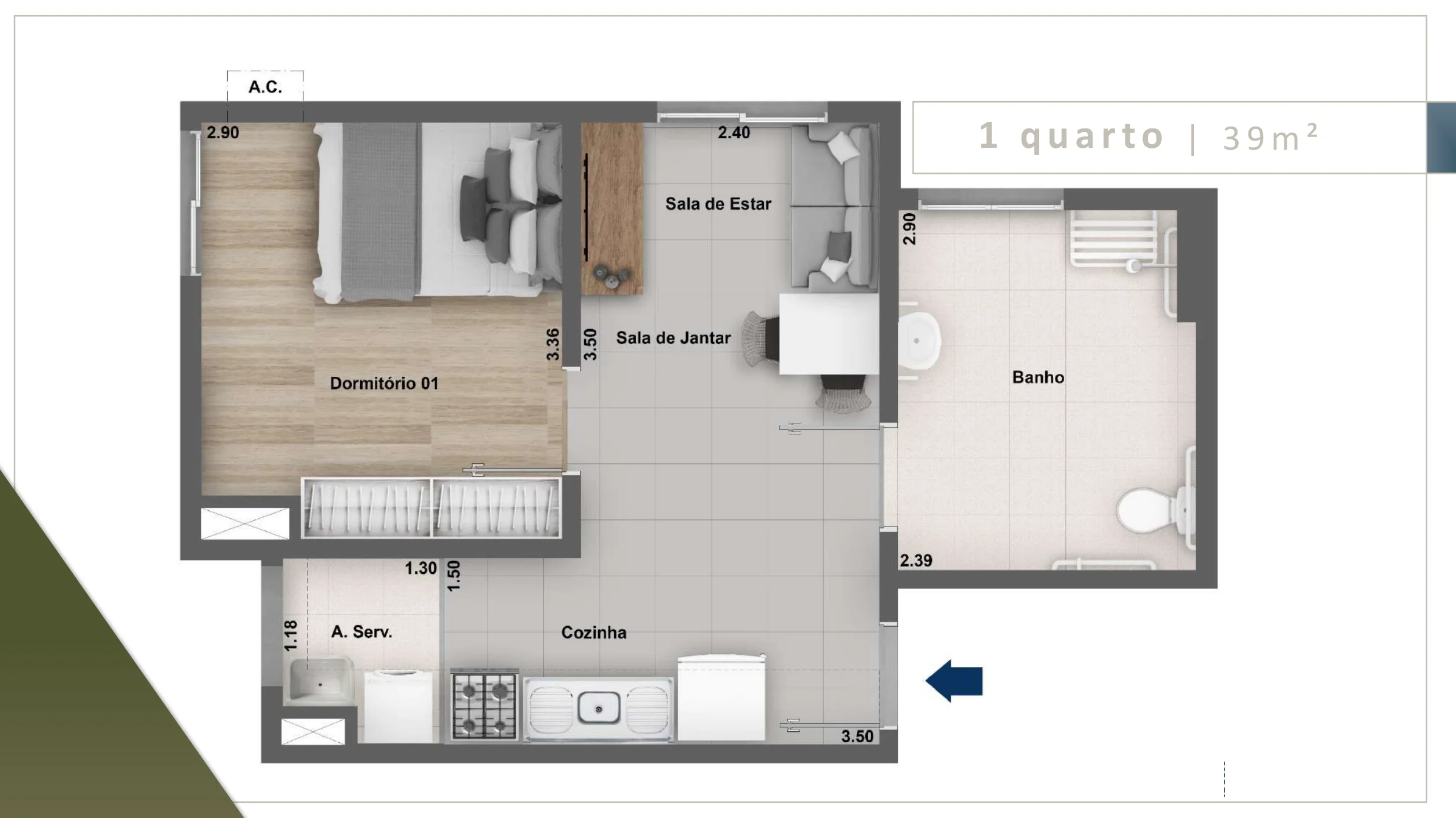 1 quarto · 39 m² · Único Bonsucesso