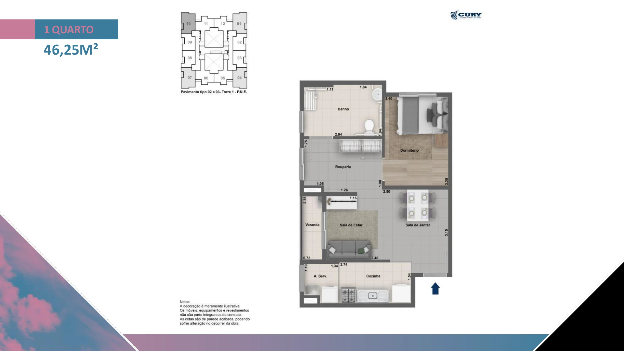 1 quarto · 46,25 m² · Urban Downtown Niterói