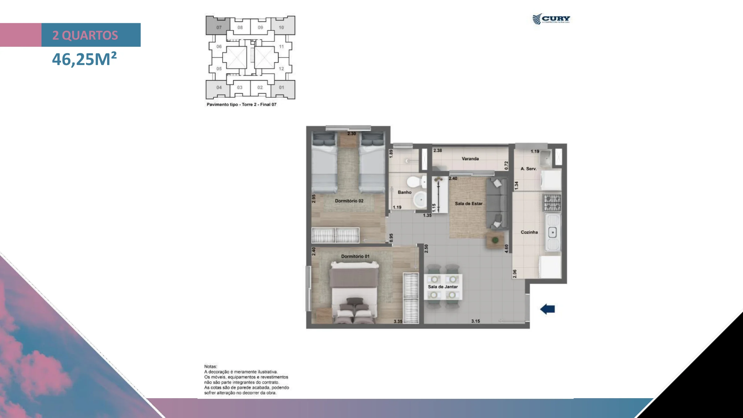 2 quartos · 46,25 m² · Urban Downtown Niterói