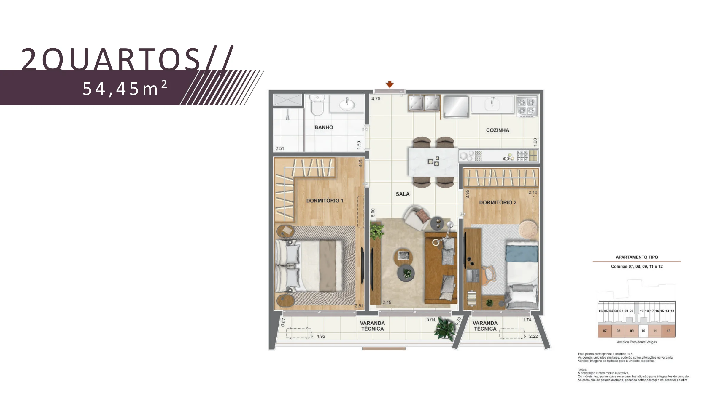 2 quartos · 54,45 m² · Vargas 1140 Residencial