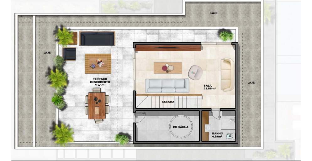 Planta ilustrativa do pavimento 3 da Residência LT Villa Blanca II