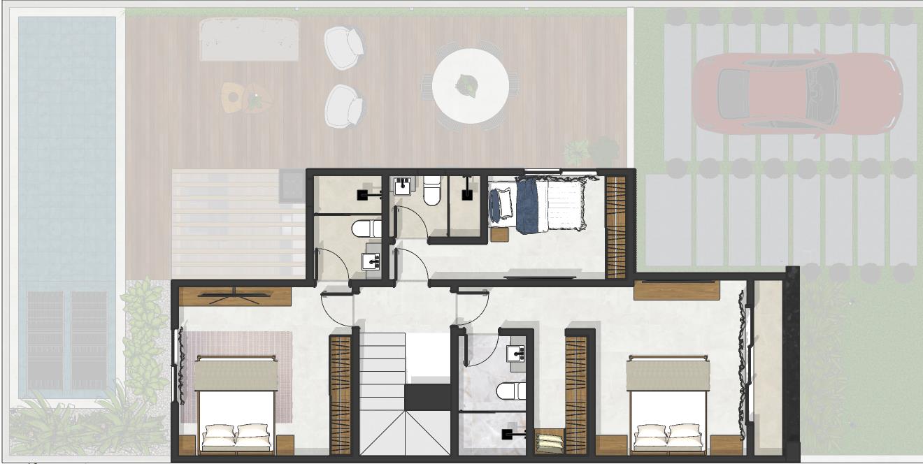 Planta ilustrativa do pavimento 2 da Residência LT Villa Blanca III