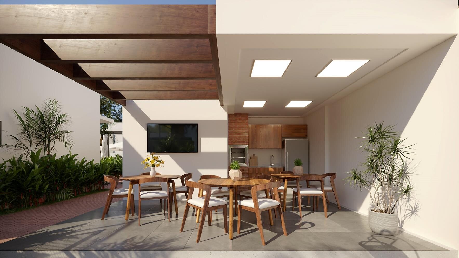 Espaço gourmet e churrasqueiras do Villa Blanca IV Residence