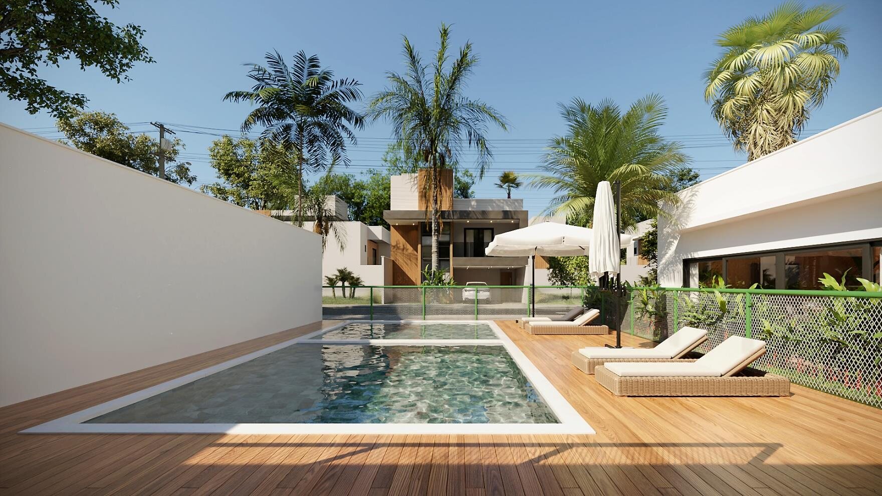 Piscinas adulto e infantil com cascata do Villa Blanca IV Residence