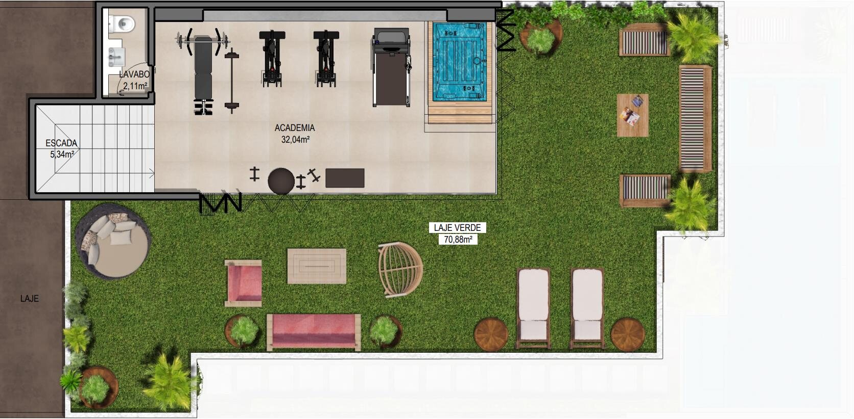 Planta ilustrativa do pavimento 3 da Residência LT Villa Blanca IV