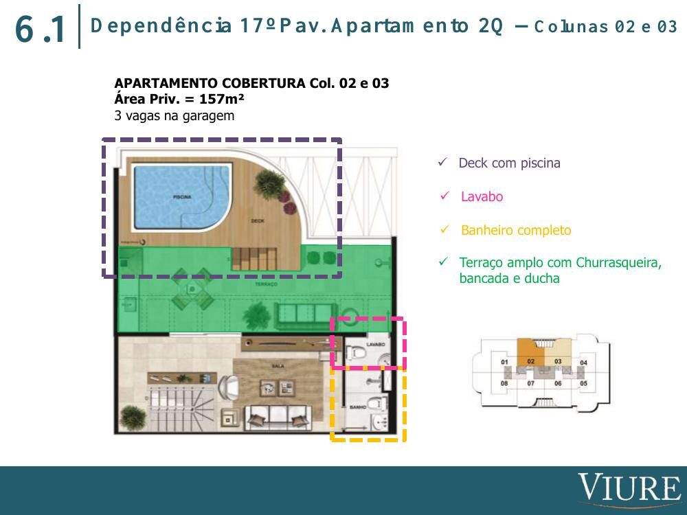 Planta de cobertura duplex de 157 m² no Viure Ilha Pura