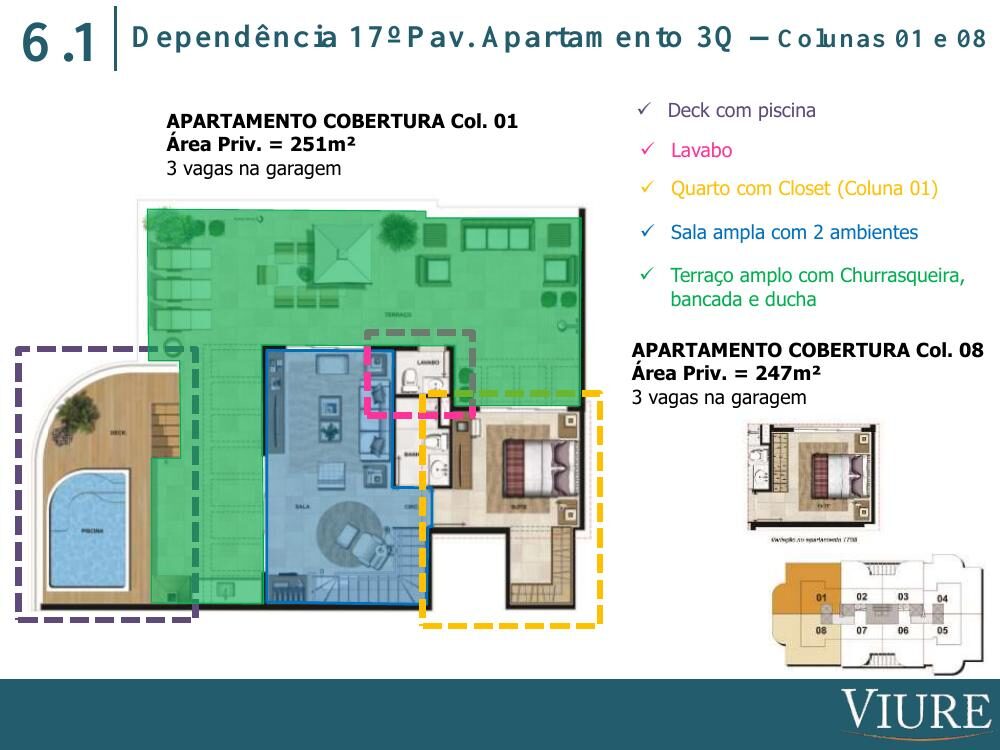 Planta de cobertura duplex de 238 a 251 m² no Viure Ilha Pura